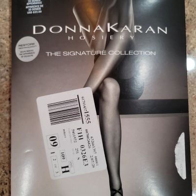 New Women's DONNA KARAN DOB109 Nude Sheer Satin Tights Size S